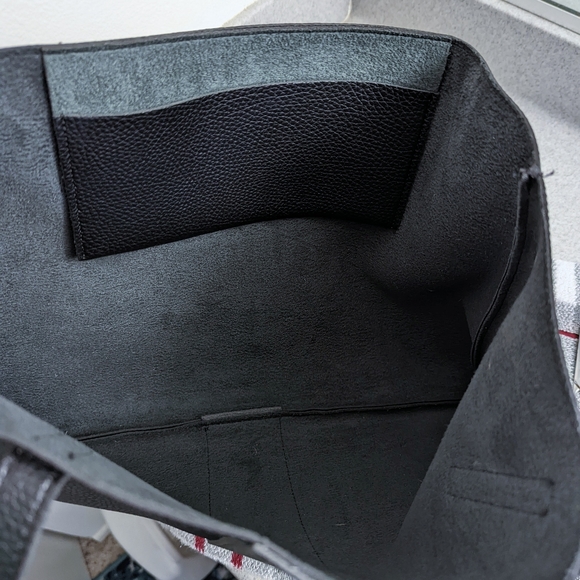 Vince Camuto Black Vegan Leather Pebble Textured Shoulder Tote - Picture 8 of 11